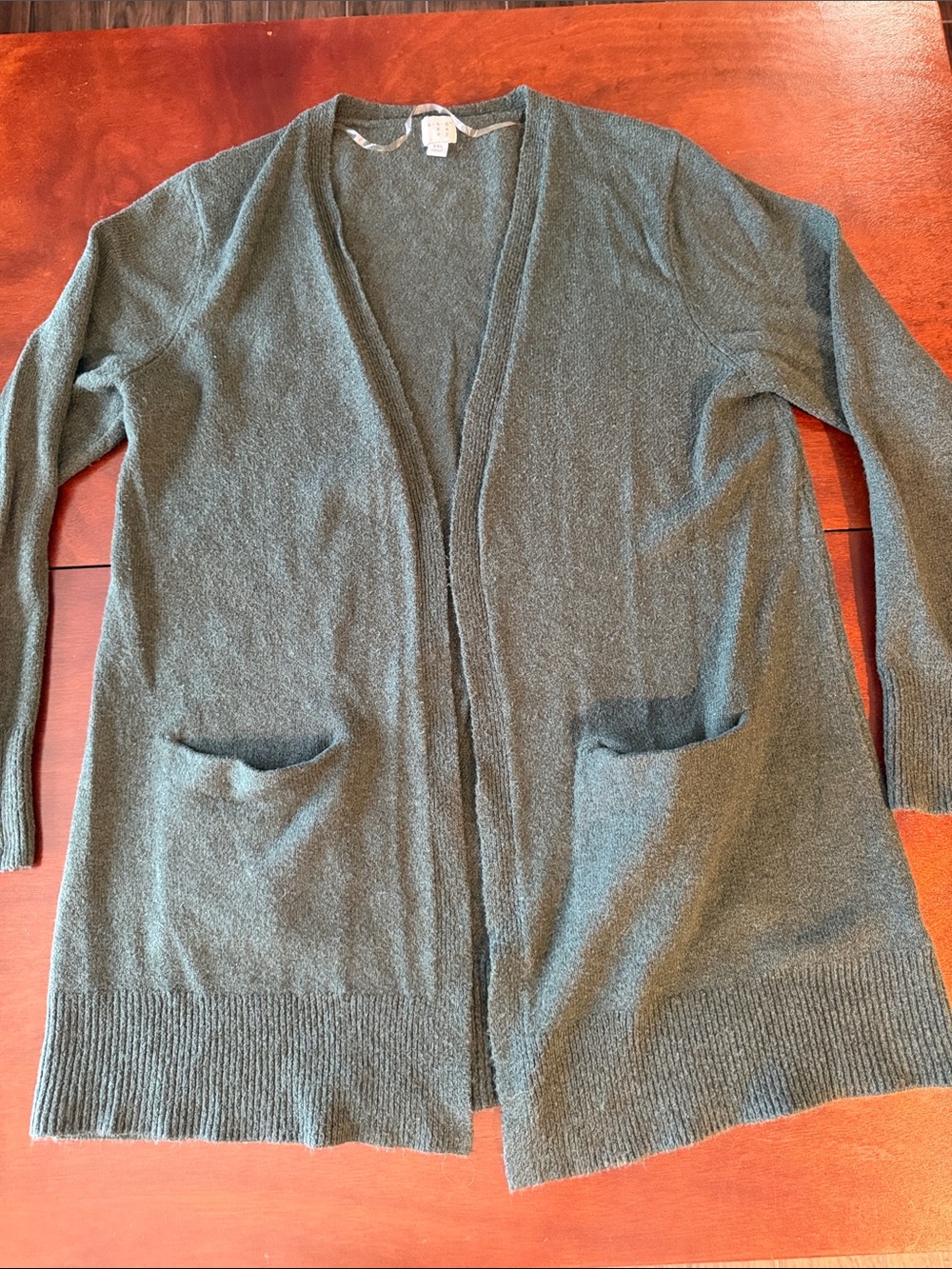 a new day womens plus forest Green Open-Front Long Cardigan